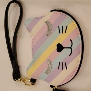 Betsey Johnson Pastel Rainbow Cat Wristlet
